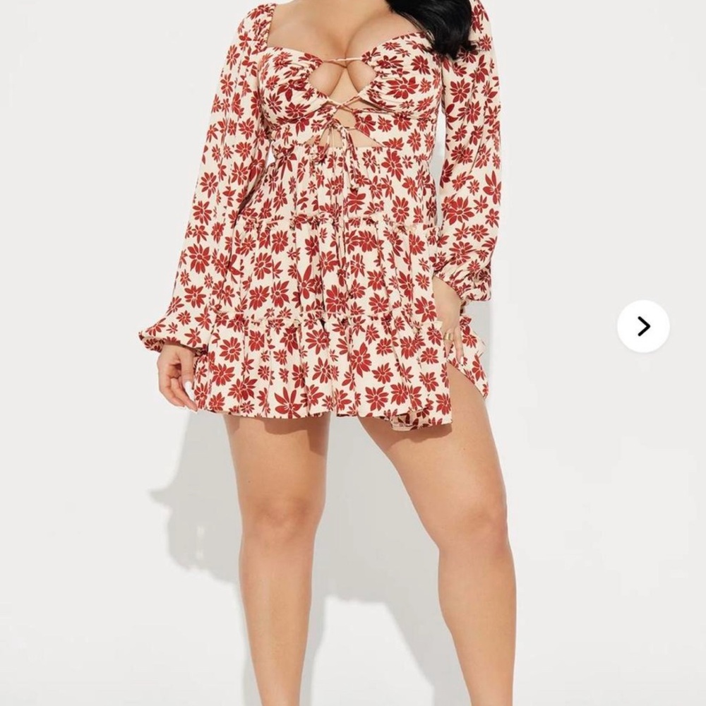 Floral Lace-Up Mini Dress